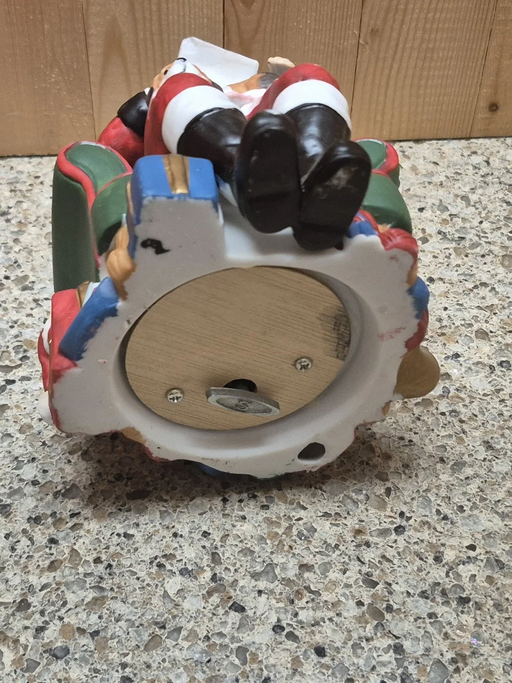 Vintage Musical Santa in Armchair Puppies Reading Letter Plays Here Comes Santa